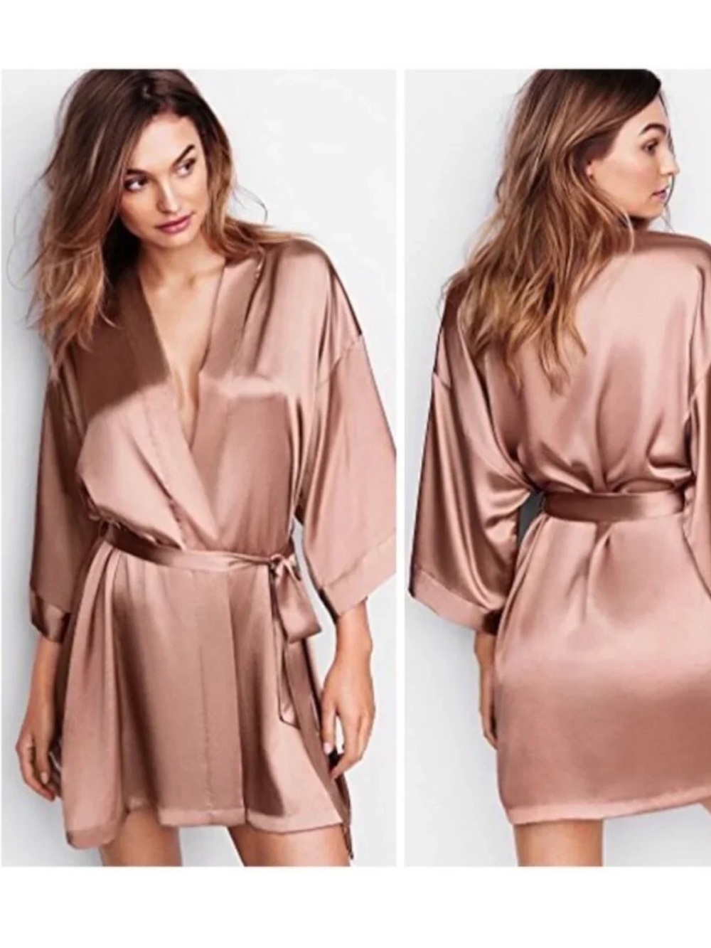 Victoria's Secret Satin Kimono Robe - Rose Gold (M/L)